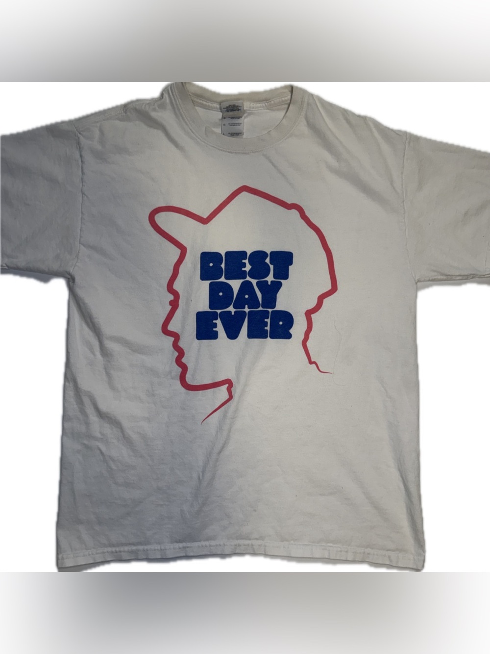Mac Miller Best Day Ever Album T Shirt Mens L Gildan White Short Sleeve Tee Blue